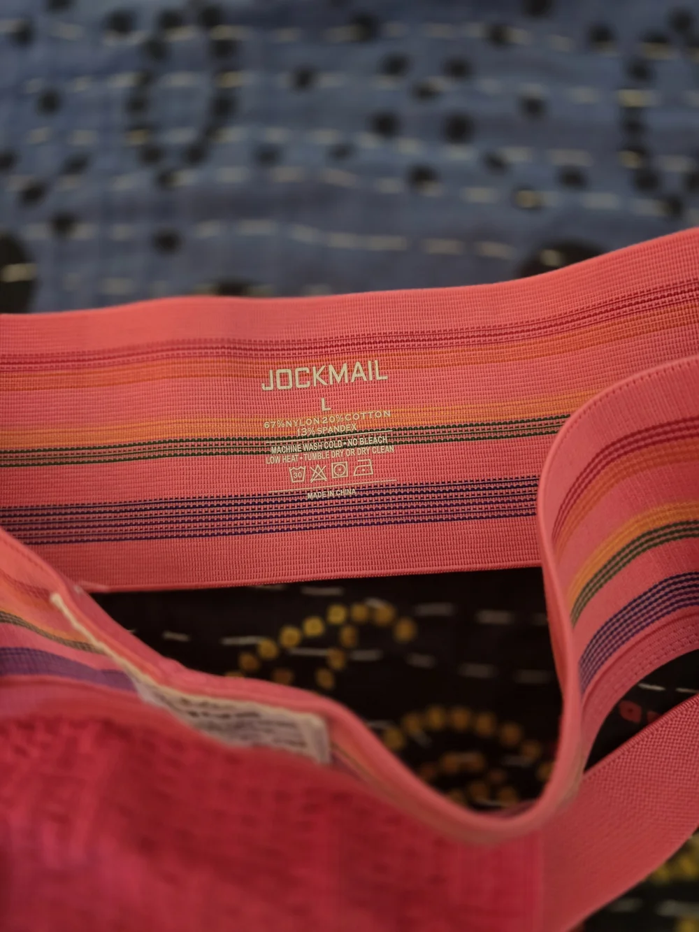 Jockmail Mens Bright Pink Striped Waistband Athletic JOCK